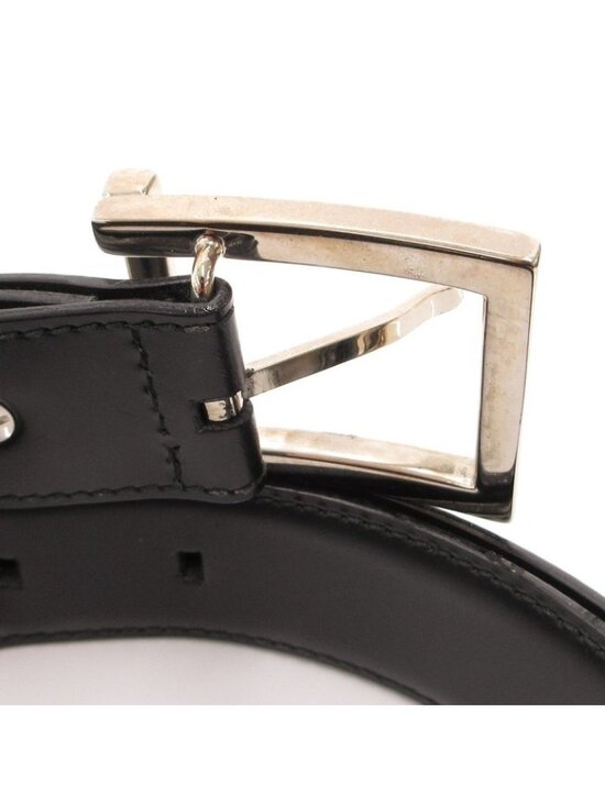 Bvlgari Belt Smooth Leather Square Buckle Logo 110 44 Black main image 4